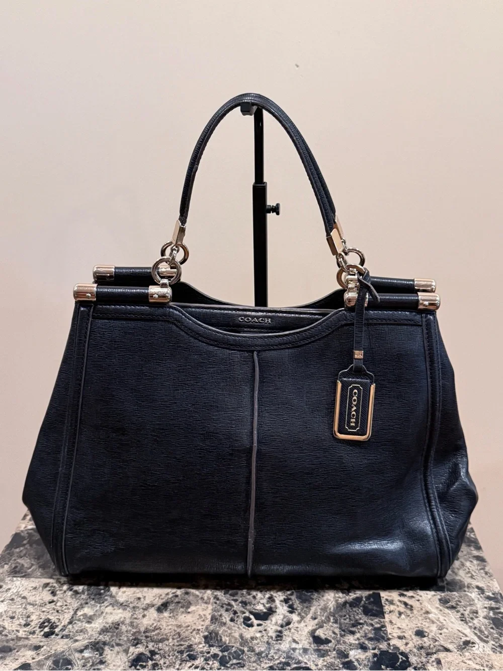 Coach Madison Caroline Black Leather Carryall Satche